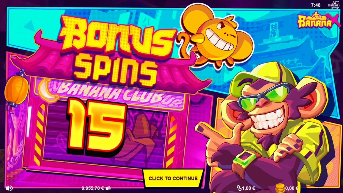 Tampilan visual neon dan simbol buah dalam slot Banana X